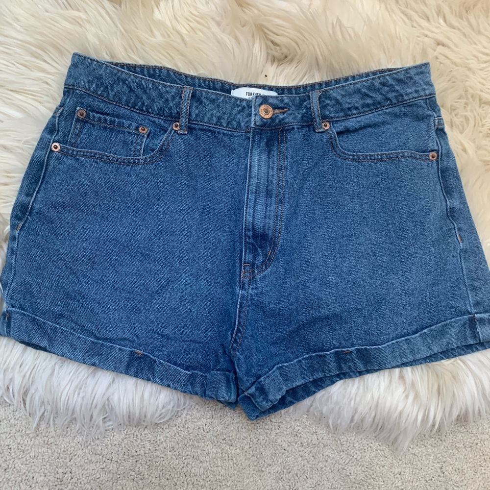High waisted denim shorts